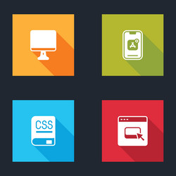 set computer monitor screen mobile apps books vector image
