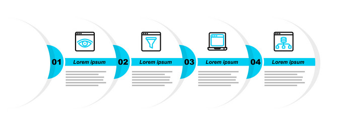 set line server data laptop with browser window vector image