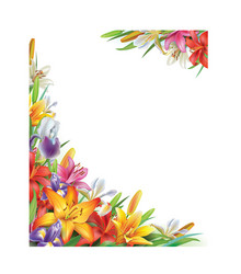 Elegant Flower Frame with Lilies and Iris Vector Image