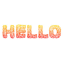 Fire hello text on a red background concept design vector