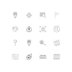 maps and navigation linear thin icons set vector image