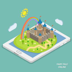 Online fairy tale reading isometric vector