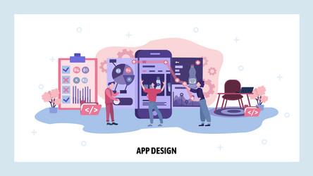 team developers build a food app for mobile vector image