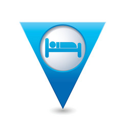 bed blue triangular map pointer vector