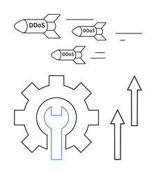 cybersecurity response to ddos attacks represented vector image
