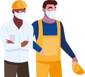 engineer and operator using mask vector image