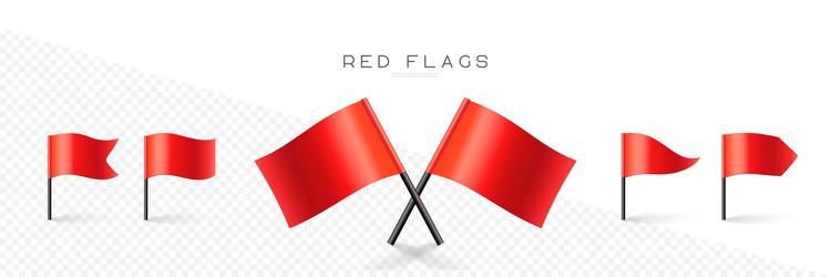 red flag set map marks for gps point concept vector image