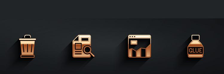 set trash can document with graph chart vector image