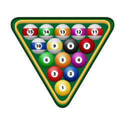 Billiard balls in wooden rack Royalty Free Vector Image