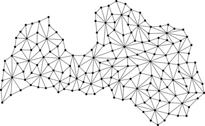 latvia map of polygonal mosaic lines network rays vector image