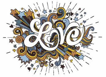 Love hand lettering and doodles elements sketch vector