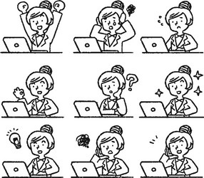 Monochrome analog style working woman vector