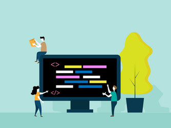 programming concept people brainstorm for coding vector image