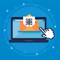 scan code qr with laptop computer and icons vector image