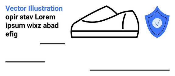 shoe outline shield and text elements in simple vector image