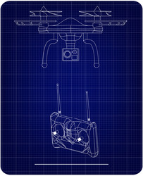 3d model of quadcopter and radio remote control vector image