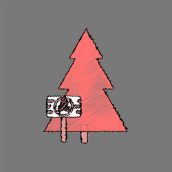flat shading style icon fir-tree with plaque vector image