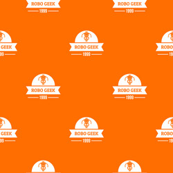 robotic geek pattern orange vector image