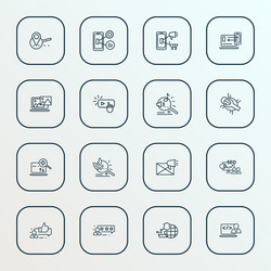 Search icons line style set with bug fixing vector