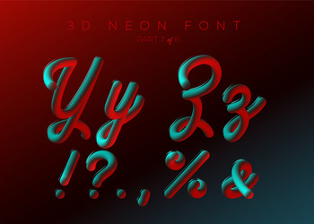 3d neon led font liquid matte rounded type vector