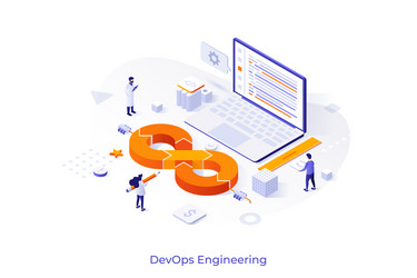 DevOps Isometric Website Concept vector image