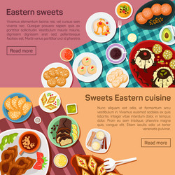 Flat of eastern sweets dishes vector