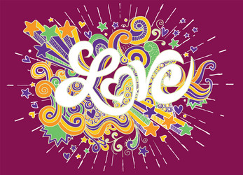 Love hand lettering and doodles elements sketch vector