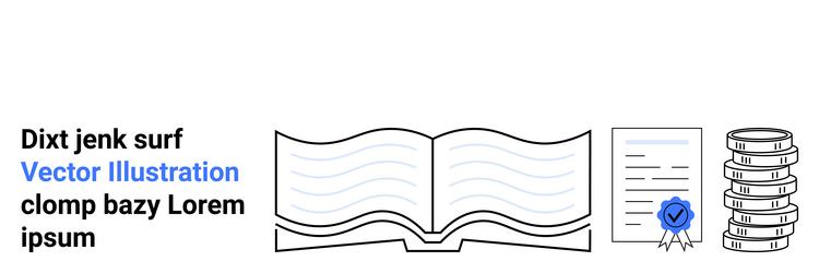 open book with text certification document blue vector image