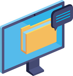 computer with folder documents files and speech vector image