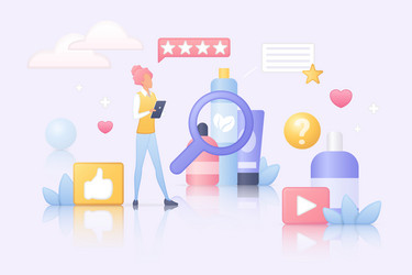 evaluation and customers review tiny client vector image
