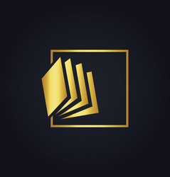 Gold book abstract education logo vector