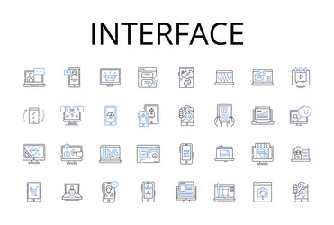 interface line icons collection connection point vector image