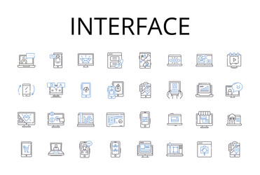 interface line icons collection connection point vector