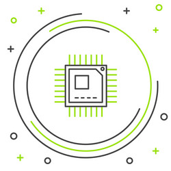 line computer processor with microcircuits cpu vector image