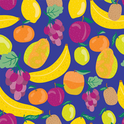 Mixed tropical fruits seamless repeat vector