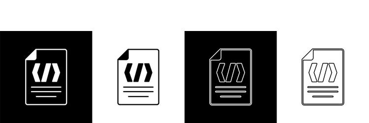 set binary code icon isolated on black and white vector image