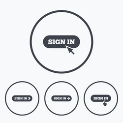 Sign in icons login with arrow hand pointer vector