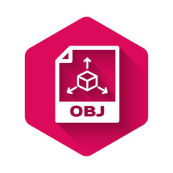 white obj file document icon download button vector image