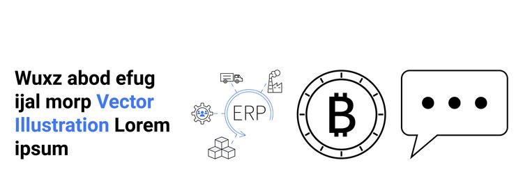 blockchain and erp integration with communication vector image