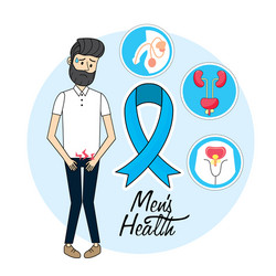 man with renal infection and blue ribbon vector