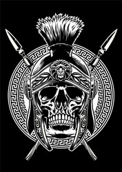 Roman Warrior Skull with Crossed Swords Vector Image