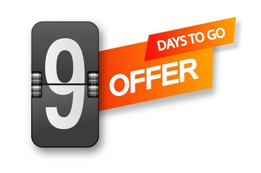 9 days to go icon set countdown of remaining vector image