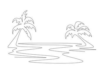 Drawing oasis with single continuous line vector