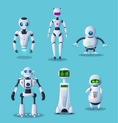 Modern robot cartoon characters ai technology vector