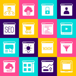 set laptop with browser window online vector image