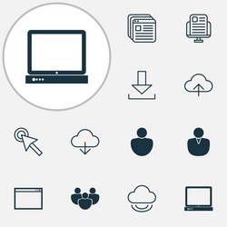 web icons set with download program blog page vector image