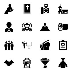 16 line filled icons set isolated on white vector