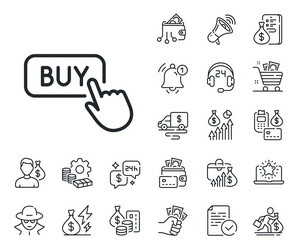 Click to buy line icon online shopping sign cash vector