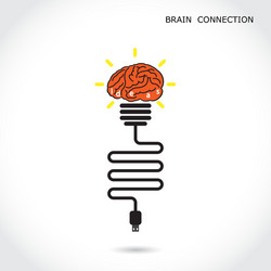 creative light bulb symbol and brain connection vector image