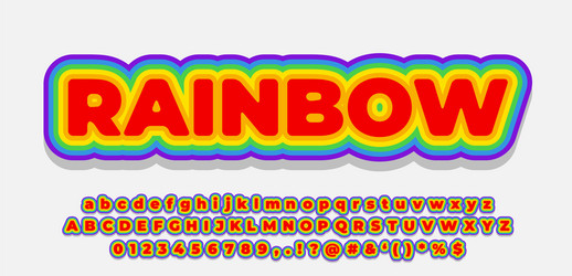 font style 3d effect rainbow color design template vector image
